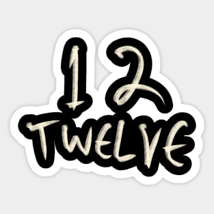 Hand Drawn Letter Number 12 Twelve Sticker